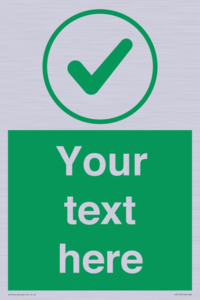 Custom green background, green tick in circle sign